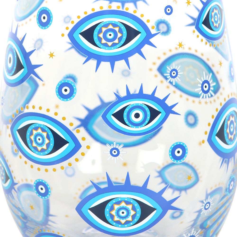 Something Different - All Seeing Eye Print Stemless Weinglas - Blau